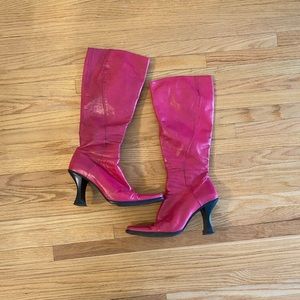 Hot Pink Leather Boots